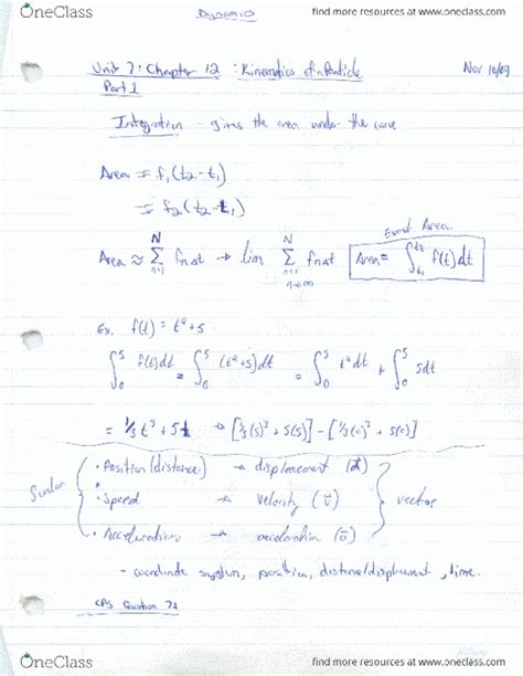 PCS 120 Lecture 12 Kinematics Of A Particle OneClass