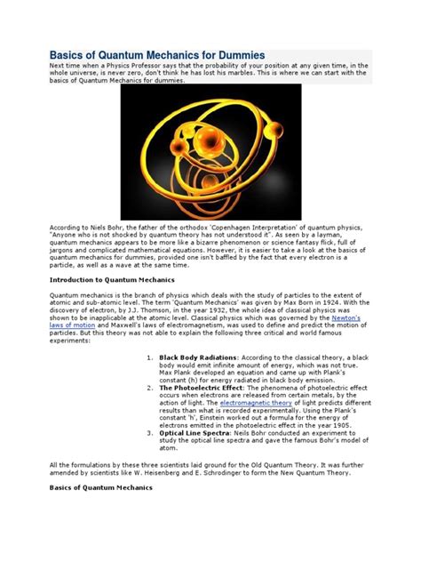 Basics of Quantum Mechanics For Dummies | PDF | Quantum Mechanics ...