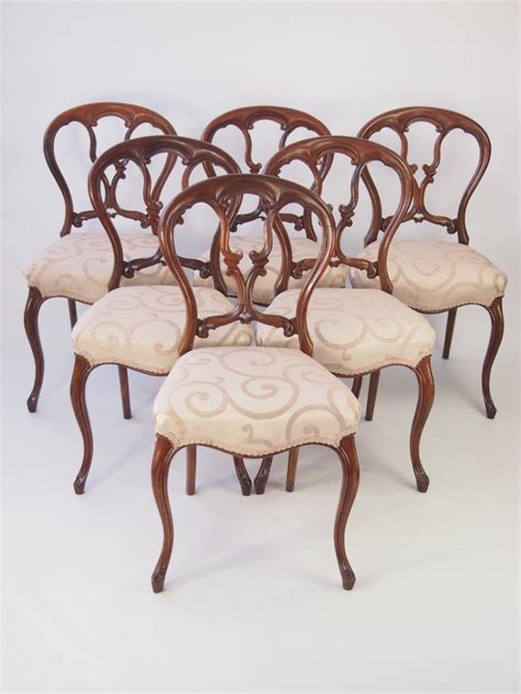 Set Victorian Rosewood Balloon Back Dining Chairs Art