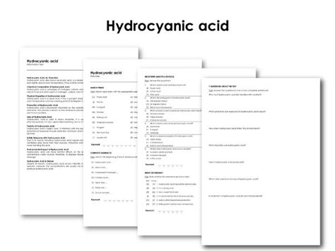 Hydrocyanic Acid Infotext And Exercises Teaching Resources