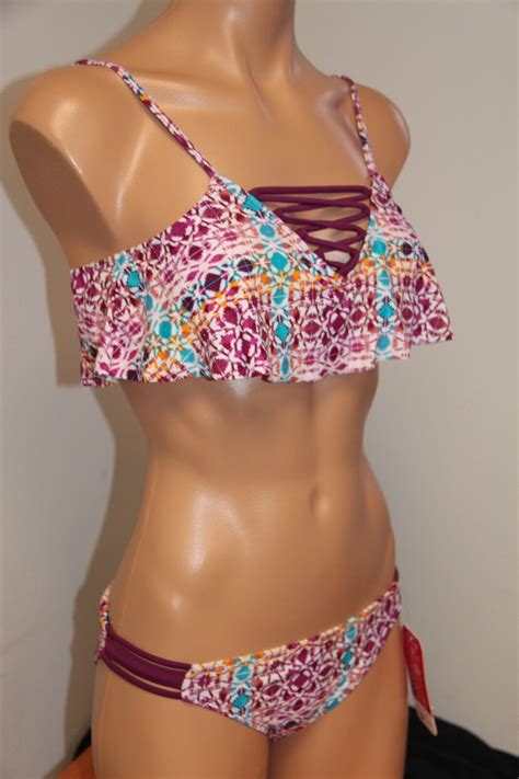 Nwt Hula Honey Swimsuit Bikini Piece Set Sz Xs Wine Ebay