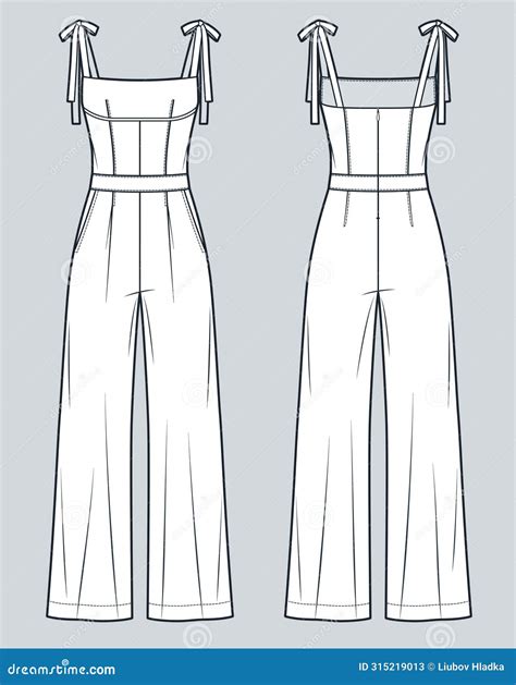 Jumpsuit Technical Fashion Illustration Wide Leg Jumpsuit Fashion Flat