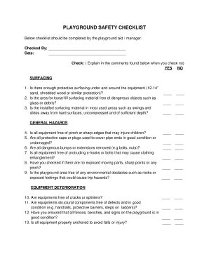 Fillable Online Playground Safety Checklist Atlantictraining Fax