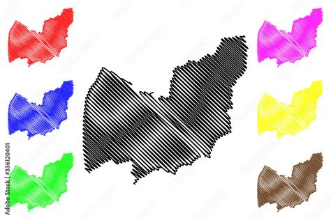 Manzini Region (Swaziland, Kingdom of Eswatini) map vector illustration ...