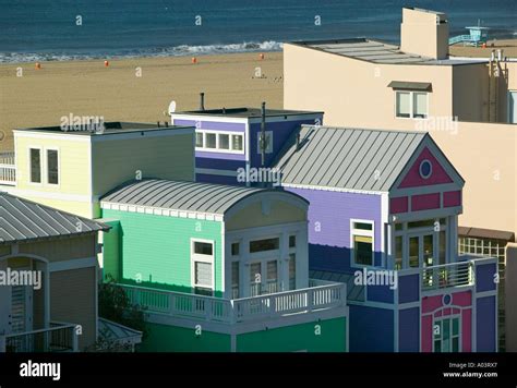 Beach houses, Santa Monica, Los Angeles, California, USA Stock Photo ...