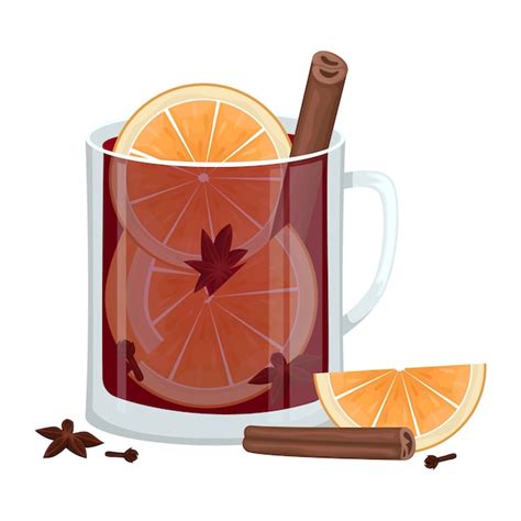 Vin Chaud Rouge Dans Une Tasse Avec Des Tranches D Orange De La