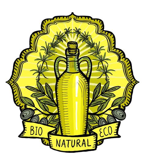 Planilla Del Logotipo Del Aceite De Oliva Con Botella De Aceitunas De