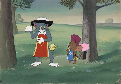 Production Cel And Production Background Featuring Tom And Jerry From