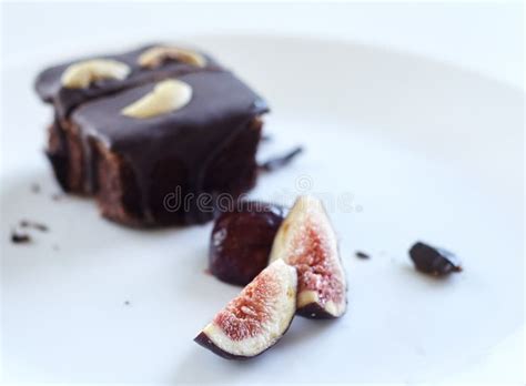 Sliced Fig With Chocolate Cake Stock Image Image Of Bright