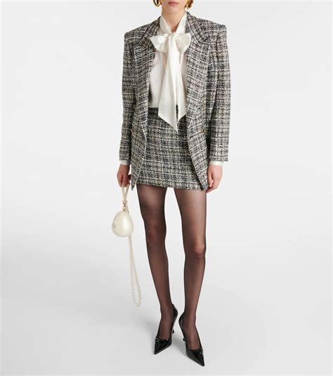 Checked Lam Tweed Miniskirt In Black Alessandra Rich Mytheresa In