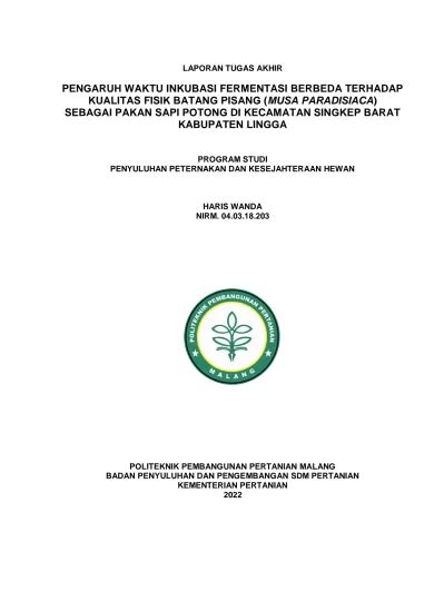 Pengaruh Waktu Inkubasi Fermentasi Berbeda Terhadap Kualitas Fisik