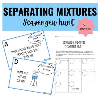 Separating Mixtures Scavenger Hunt Activity By Ashlee Richards TPT