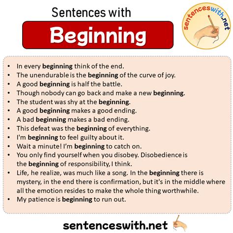 Sentences With Beginning Sentences About Beginning In English