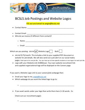 Fillable Online BCSLS Job Postings And Website Logos Fax Email Print