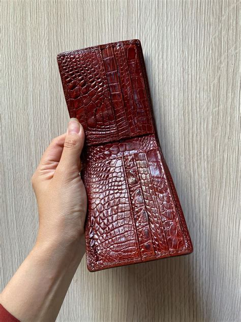 Brown Genuine Crocodile Alligator Leather Skin Bifold Wallet Etsy