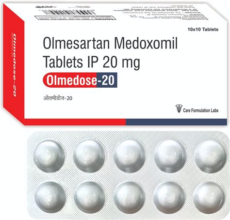 Olmedose 20 Olmesartan Medoxomil Tablets IP 20mg Packaging Size 10x10