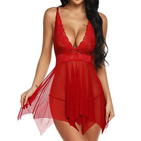 Babibeauty Women Sexy Lace Babydoll Deep V Lingerie Nightie Dress Nightwear Underwear Walmart