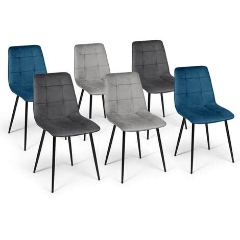 Lot De Chaises Mila En Velours Mix Color Bleu X Gris Fonc X Gris