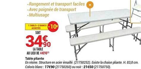 Promo Table Pliante Chez Bricorama