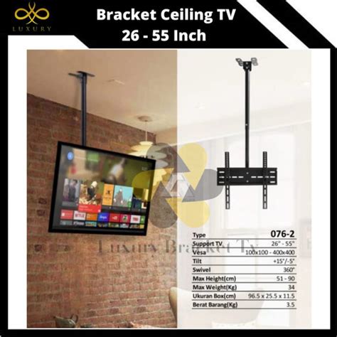 Jual Bracket Braket Breket Ceiling Tv Gantung Plafon Cb762 26 55