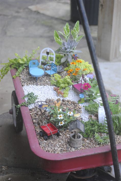 Fairy Garden Red Wagon Mini Fairy Garden Fairy Garden Decor