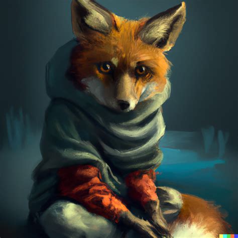 An Anthropomorphic Fox Man With A Weary Expression Beautiful Lighting