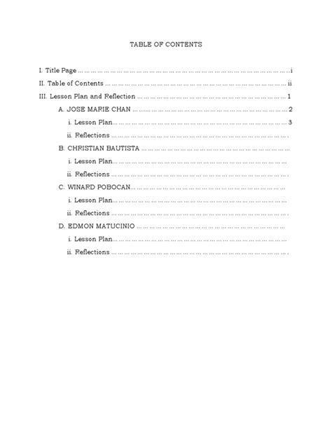 Table of Contents Sample | PDF