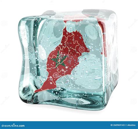 Moroccan Map Frozen in Ice Cube, 3D Rendering Stock Illustration ...