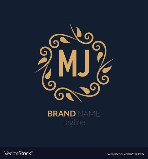 Initial Letter Mj Creative Elegant Logo Template Vector Image