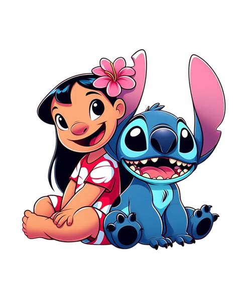 The Character Lil And Stitch Is Sitting Next To Each Other