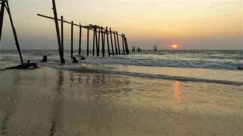 Sunset at Khao Phi beach, Phang Nga, Thailand. The sky changes the ...