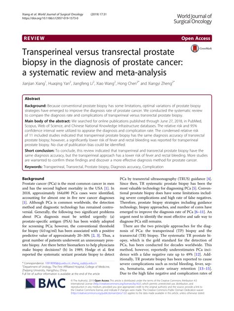 Pdf Transperineal Versus Transrectal Prostate Biopsy In The Diagnosis Of Prostate Cancer A