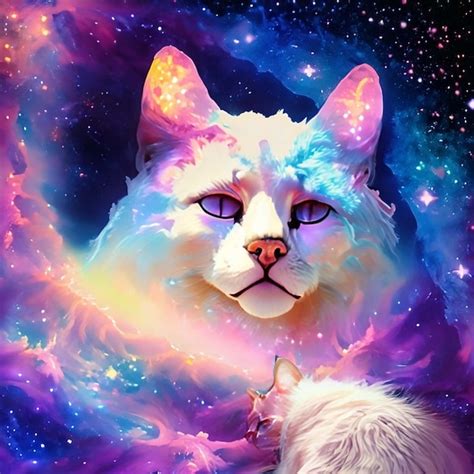 Um gato na nebulosa espacial fundo brilhante do universo galáxia