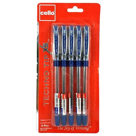 Cello Ball Pen Techno Tip Xs 0 7mm Blue Pack Of 5 Jomla Ae