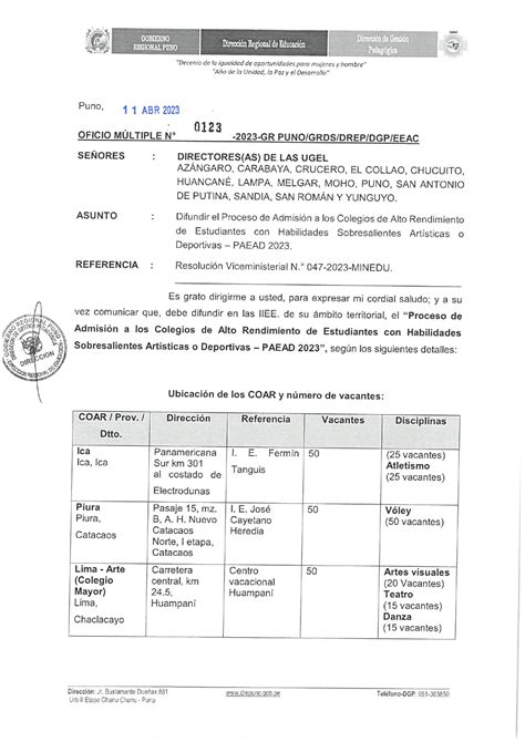 Cronograma Y Bases Para El Proceso De Admisi N A Los Colegios De Alto