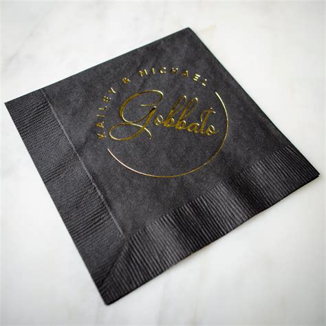 Black And Gold Party Napkins Custom Printed Napkins Wedding Etsy