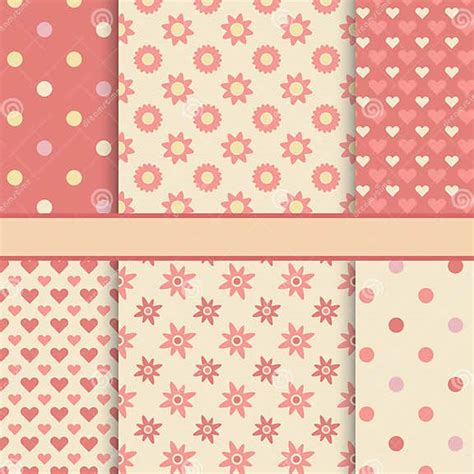 Vector Set Of Seamless Romantic Vector Patterns Tiling Stock Vector