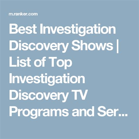 The 65+ Best Investigation Discovery Shows, Ranked | Investigation ...