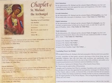 Chaplet of St. Michael the Archangel Prayer Card