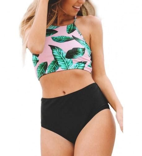 Halter Floral Print Bikini Set Bandeau Tie Back Swimsuit For Women Print CT189TN2D5T