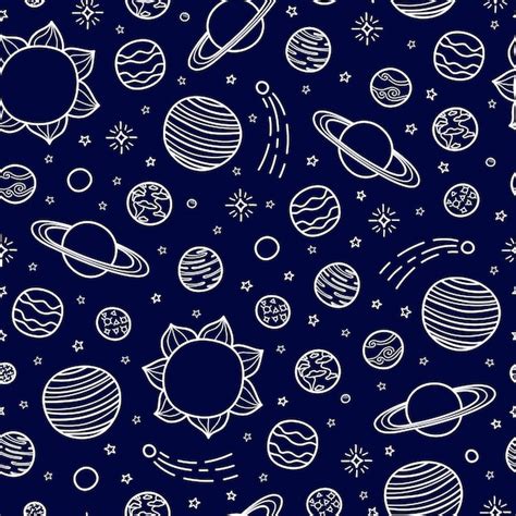 Premium Vector Seamless Pattern With Hand Drawn Planets