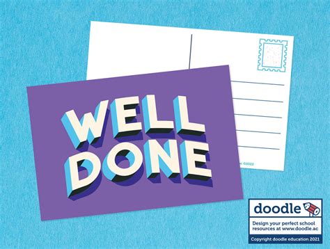 Well Done Postcard Doodle Education