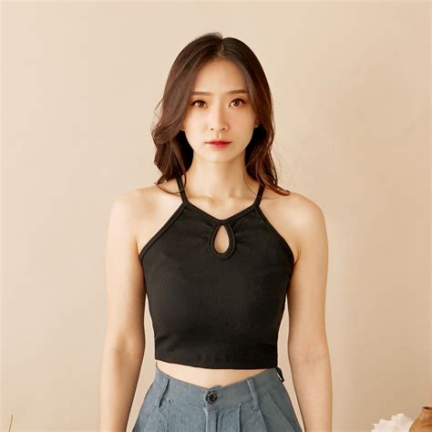 Jual Oroy Tanktop Rajut Korean Crop Tank Top Atasan Wanita Rib Knit