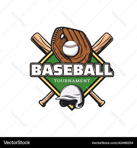 Baseball Sport Icon With Glove Ball And Bats Vector Image