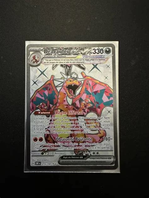 CARTE POKÉMON ULTRA rare Dracaufeu EX Full Art Flammes Obsidiennes neuf