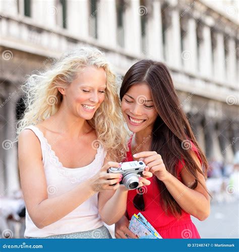 Travel - Women Friends Laughing Having Fun Stock Image - Image of