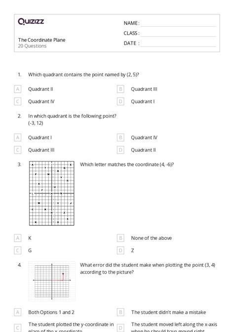 50 Coordinate Planes Worksheets For Kindergarten On Quizizz Free And Printable