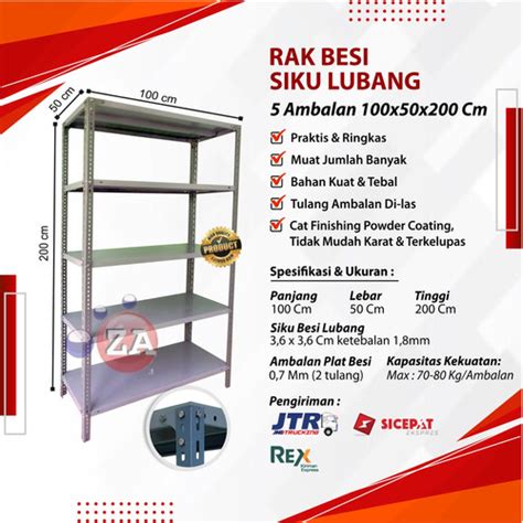 Jual Rak Besi Siku 5 Ambalan Susun Plat Minimalis Serbaguna 100 X 50 X