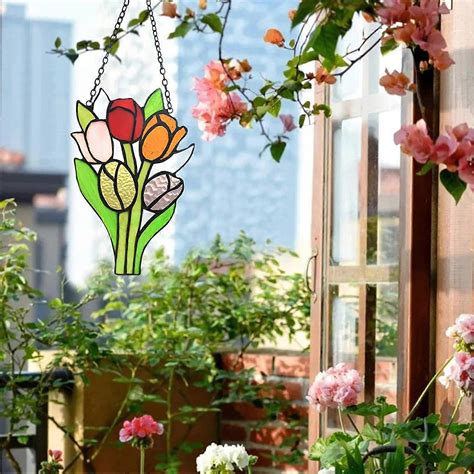 Stained Glass Window Hangings Tulip Stained Glass Window Hangings