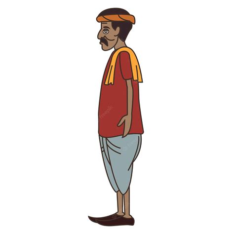 Premium Vector A Cartoon Of A Man Wearing A Red Shirt With A Yellow